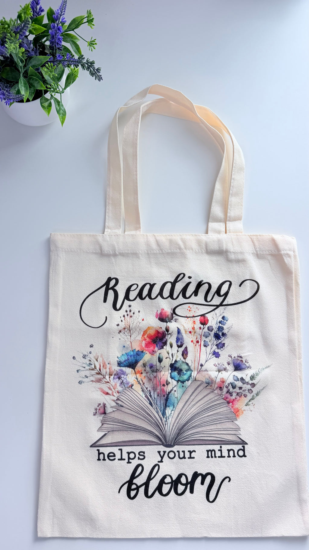 Bookish Tote Bag “ Reading helps your mind bloom”