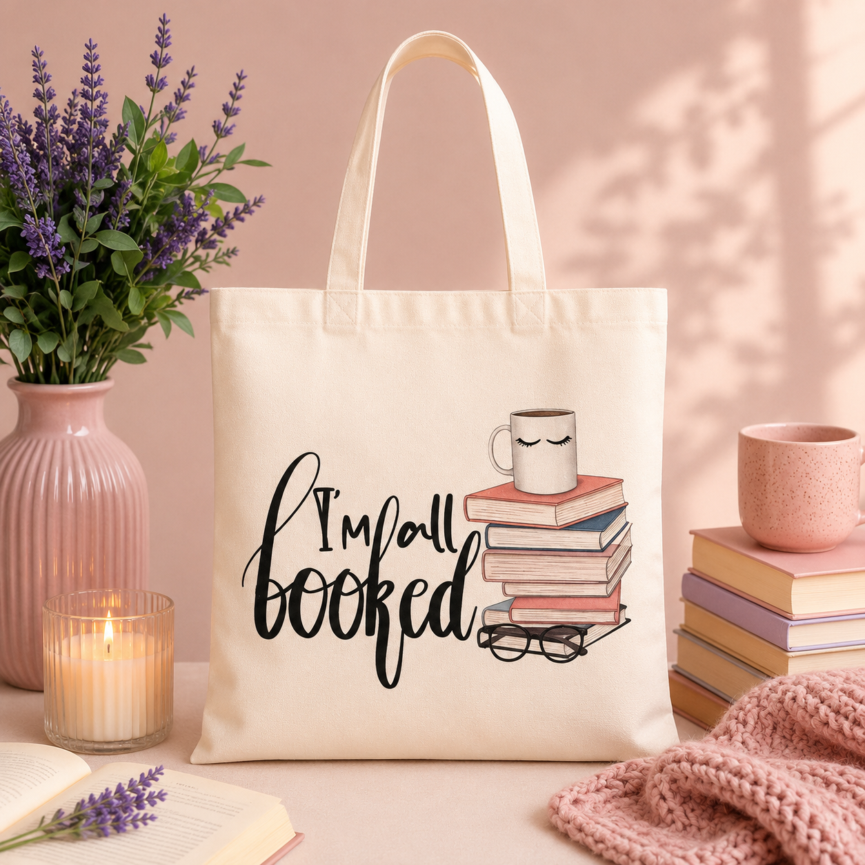 Bookish Tote Bag “Im all Booked”
